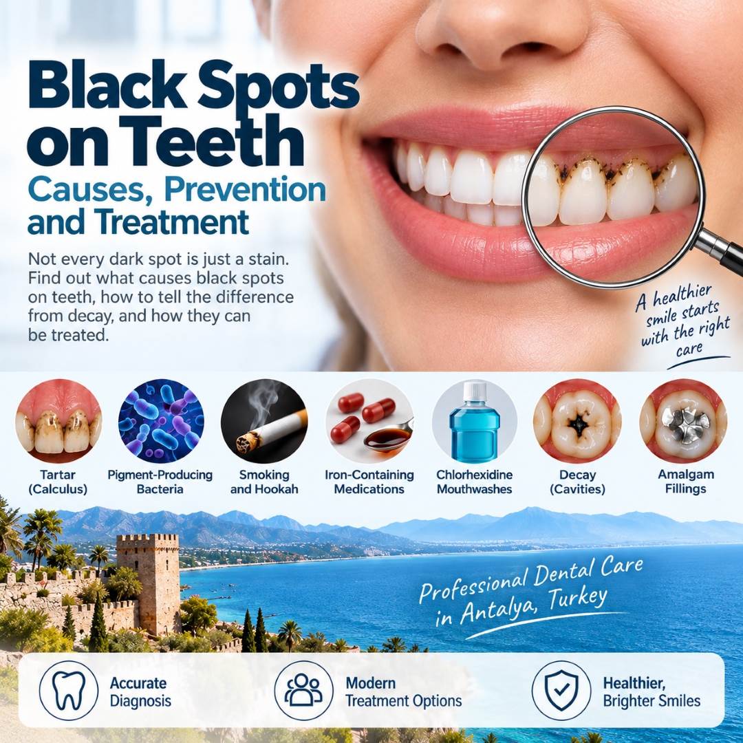Black spots on teeth in Antalya, Turkey