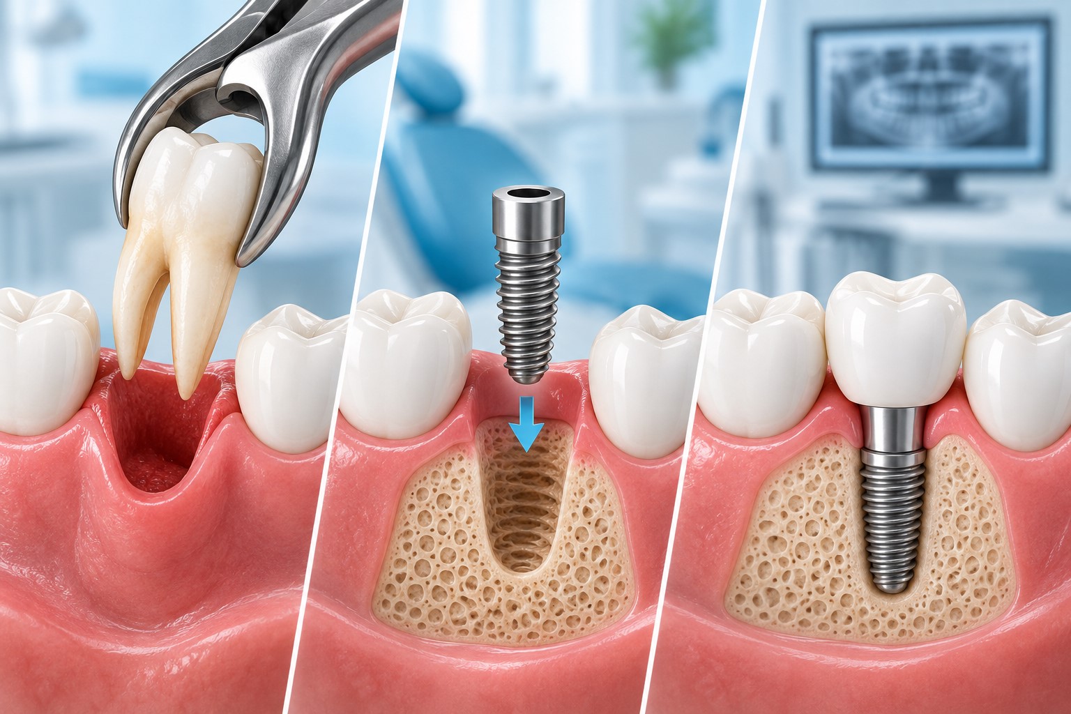 Assessment before dental implant placement after tooth extraction