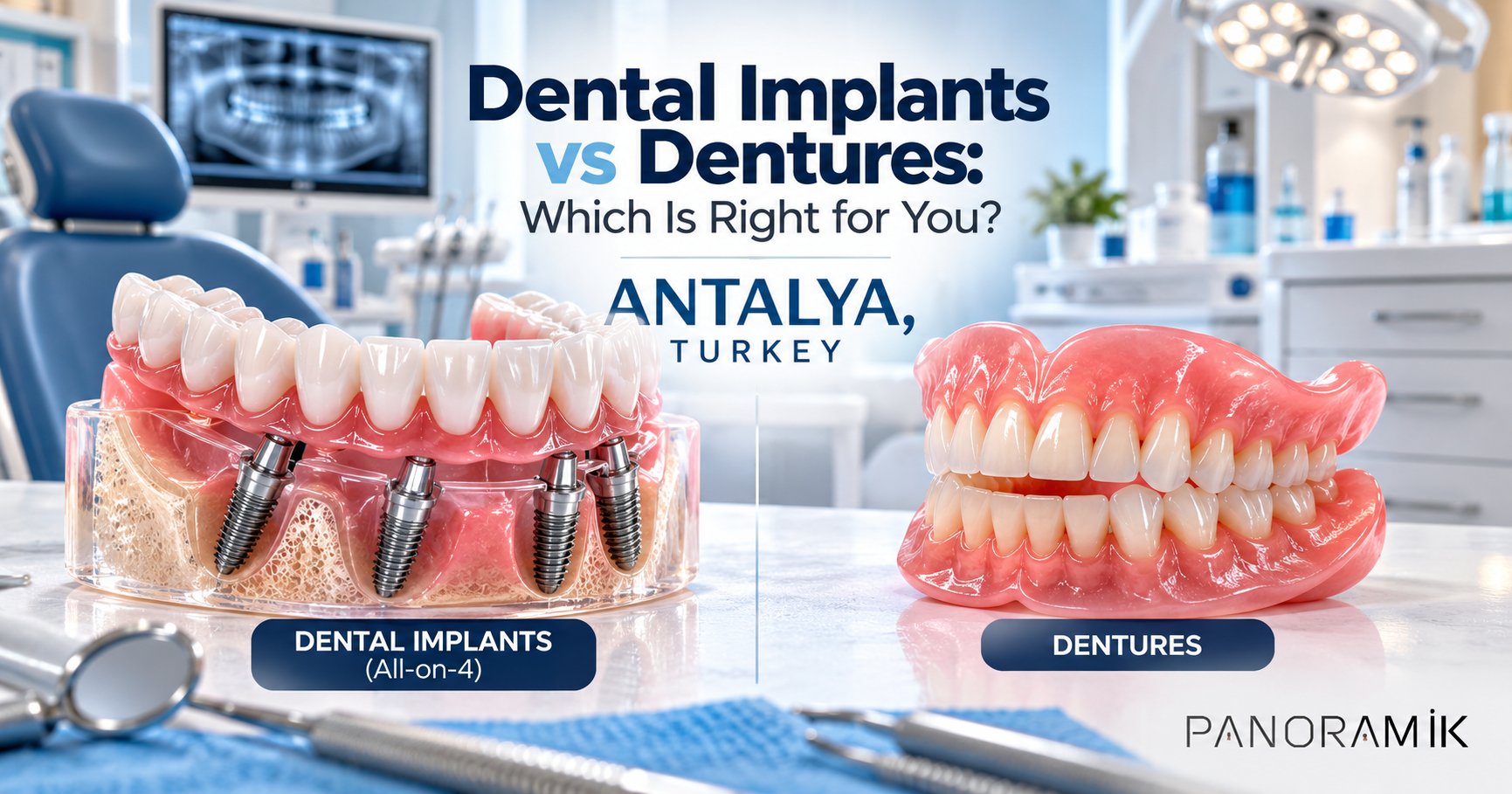Dental implants (All-on-4) vs dentures in Antalya, Turkey - Panoramik Dental Clinic